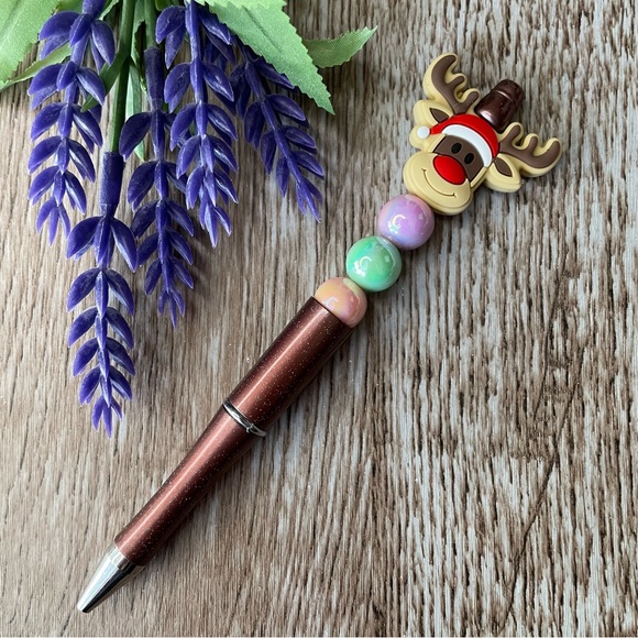 Handcrafted Christmas Pens Beaded Unique Artisan Gifts Office Accessories - Picture 7 of 9